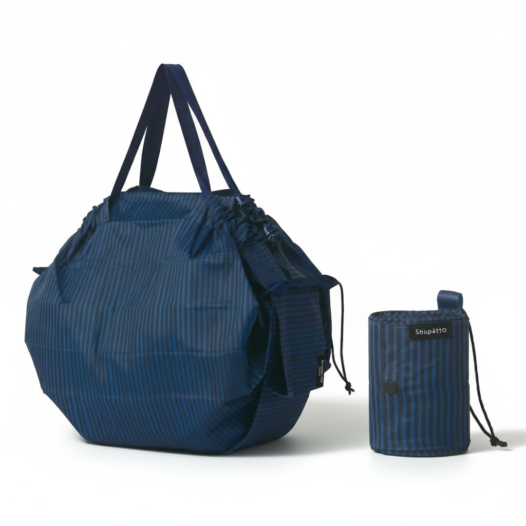 Amazon | [マーナ] Shupatto 保冷バッグ (20L / インディゴストライプ